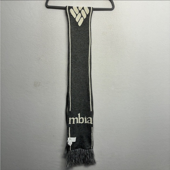 Columbia Knit Logo Tassel Scarf Gray Unisex - Picture 1 of 7